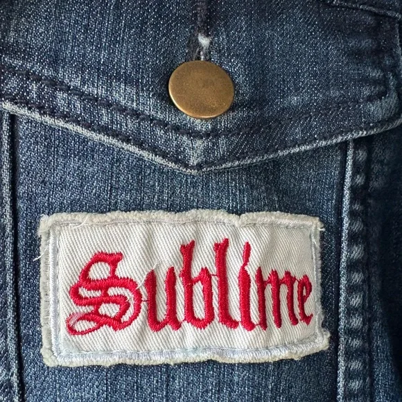 Sublime Brand Licensed Denim Jacket w/ Logo Patch and Large Sun Patch (Men’s XL) - Picture 5 of 10